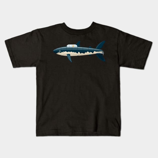 Shark Submarine Kids T-Shirt by Staermose